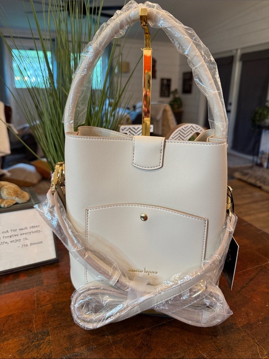 Nanette Lepore Handbags - Nanette Lepore Cream Shoulder Bag with Gold Accents